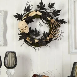 24" Halloween Skull & Bones Wreath