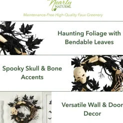 24" Halloween Skull & Bones Wreath