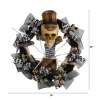 24" Halloween Skull in Plaid Mesh Wreath