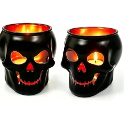 Halloween Skull Tealight Candle Holders (Set of 2)