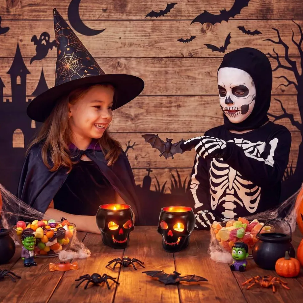 Halloween Skull Tealight Candle Holders (Set of 2)