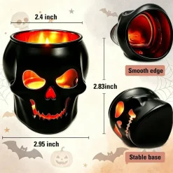 Halloween Skull Tealight Candle Holders (Set of 2)