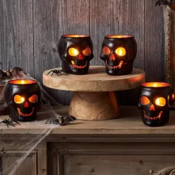 Halloween Skull Tealight Candle Holders (Set of 2)