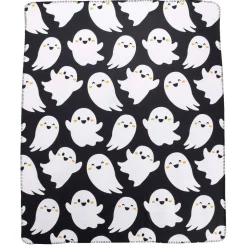 Halloween Smiling Ghosts Fleece Throw Cozy Seasonal Home Decor
