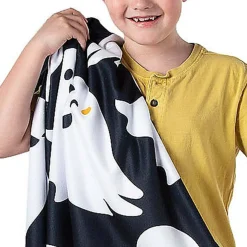 Halloween Smiling Ghosts Fleece Throw Cozy Seasonal Home Decor