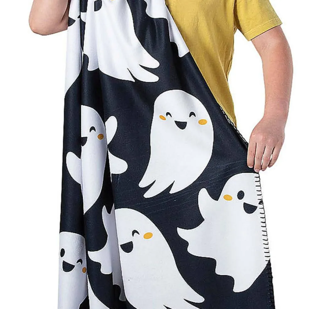Halloween Smiling Ghosts Fleece Throw Cozy Seasonal Home Decor