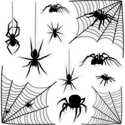 Halloween Spider & Spider Web Silhouette Clings