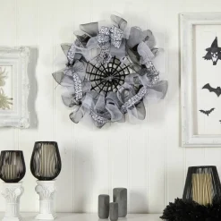 26" Halloween Spider Web Mesh Wreath