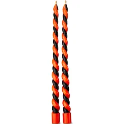 Halloween Twist Taper Candles - Orange Multi Flame Candles, 12" Paraffin Wax, 4hr Burn Time, Perfect for Spooky Decor