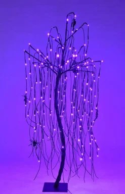 4' Halloween Willow Tree Purple LEDs