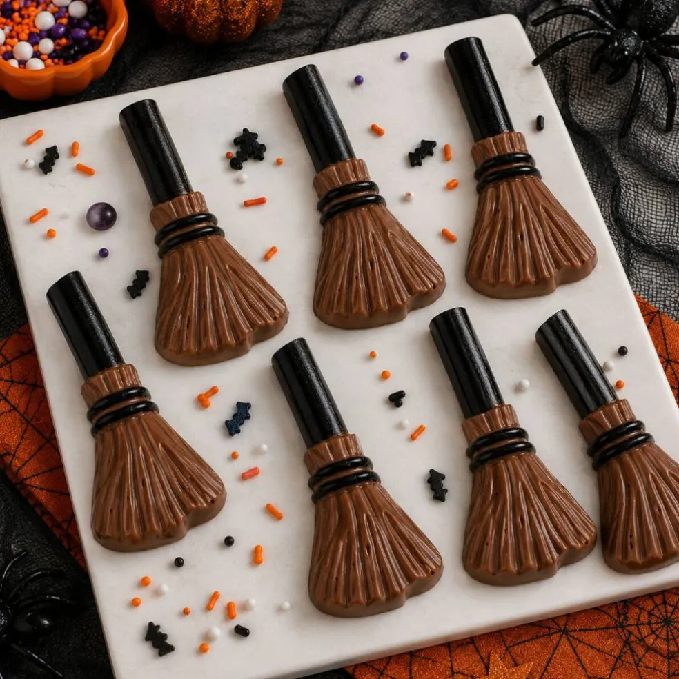 Halloween Witch Broom Silicone Chocolate Mold 6 Cavity