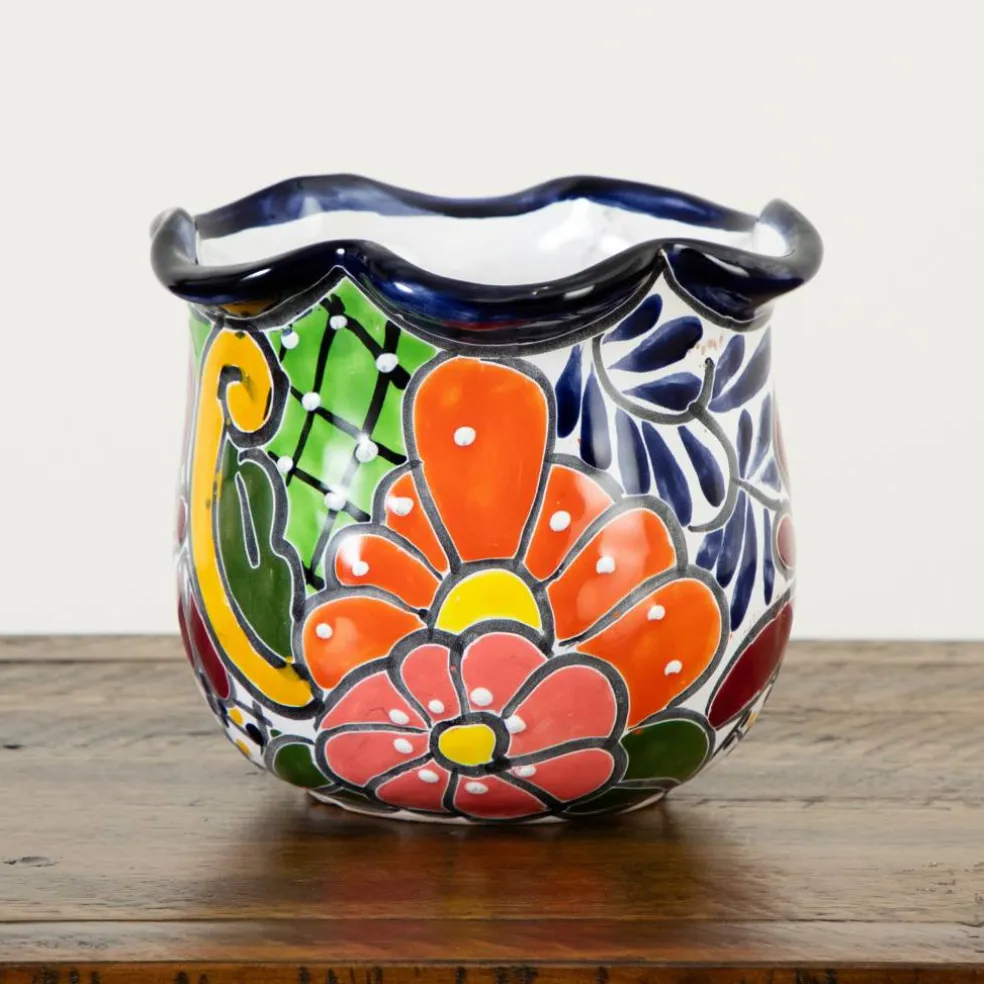 7" Handmade Mexican Talavera Ceramic Planter