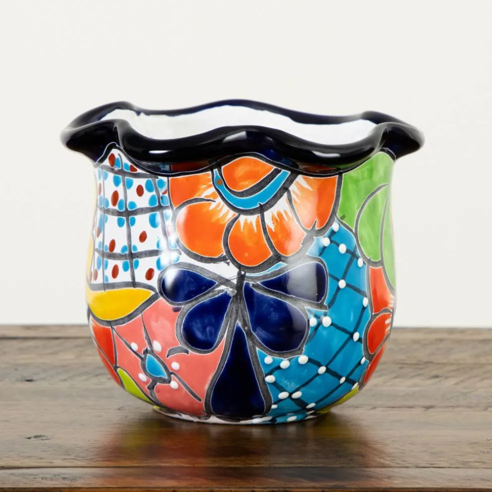 7" Handmade Mexican Talavera Ceramic Planter