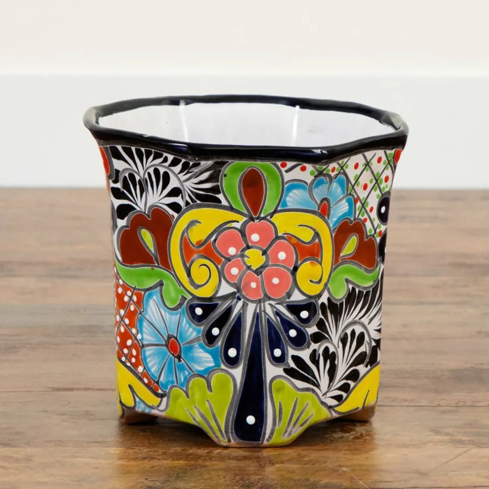10" Handmade Mexican Talavera Ceramic Planter