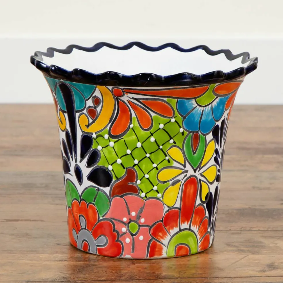 12" Handmade Mexican Talavera Ceramic Planter