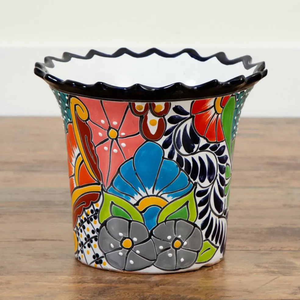 12" Handmade Mexican Talavera Ceramic Planter