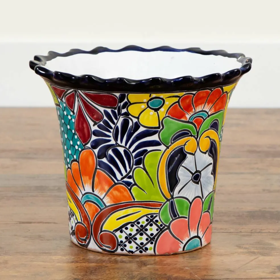 12" Handmade Mexican Talavera Ceramic Planter