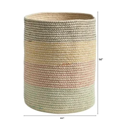 12" Handmade Natural Cotton Multicolored Woven Basket Planter