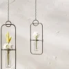 28" Hanging Bottle Vases in Metal Frame, 2ct.