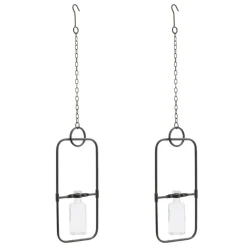 28" Hanging Bottle Vases in Metal Frame, 2ct.