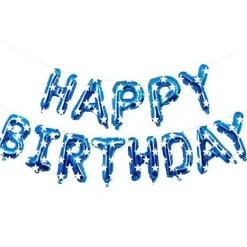 Happy Birthday Balloons Banner for Self-Inflating Party Decoration