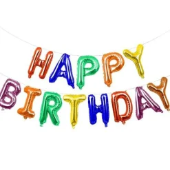 Happy Birthday Balloons Banner for Self-Inflating Party Decoration
