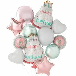 Happy Birthday Cake Foil Balloon Bundle