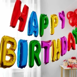Happy Birthday Multicolored Foil Balloon Banner Kit By Celebrate It™