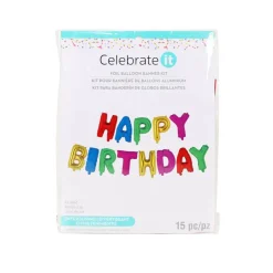 Happy Birthday Multicolored Foil Balloon Banner Kit By Celebrate It™