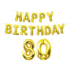 Happy Birthday Party 80th Balloon Streamer