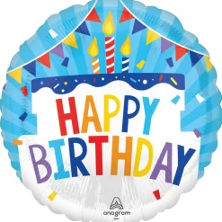 17" Happy Birthday Tiered Cake Foil Balloon