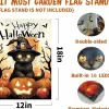 Happy Halloween Cat Pumpkin Flag with Solar LED Lights (12"x18")