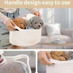 Happyiren Medium Woven Cotton Rope Basket, Empty DIY Gift Basket for Burr