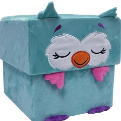 Happy Nappers: Adorable Storables - Owl - Teal & Pink - 8” Character Box & Surprise 8” Plush Toy w/ Weighted Paws, Square Storage Bin, Kids Age 1+