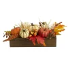 16" Harvest Pumpkin & Berries Arrangement in Wood Container