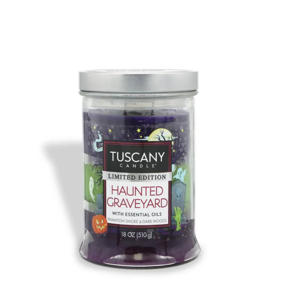 Haunted Graveyard: Phantom Smoke & Dark Woods Scented Halloween Candle (18 oz)