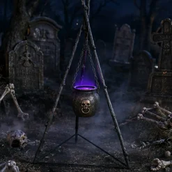 Haunted Hill Farm 4.7 ft Animated Witch Cauldron Halloween Prop