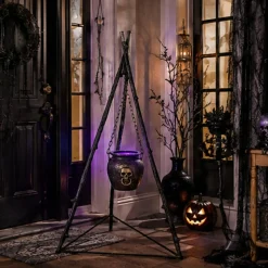 Haunted Hill Farm 4.7 ft Animated Witch Cauldron Halloween Prop