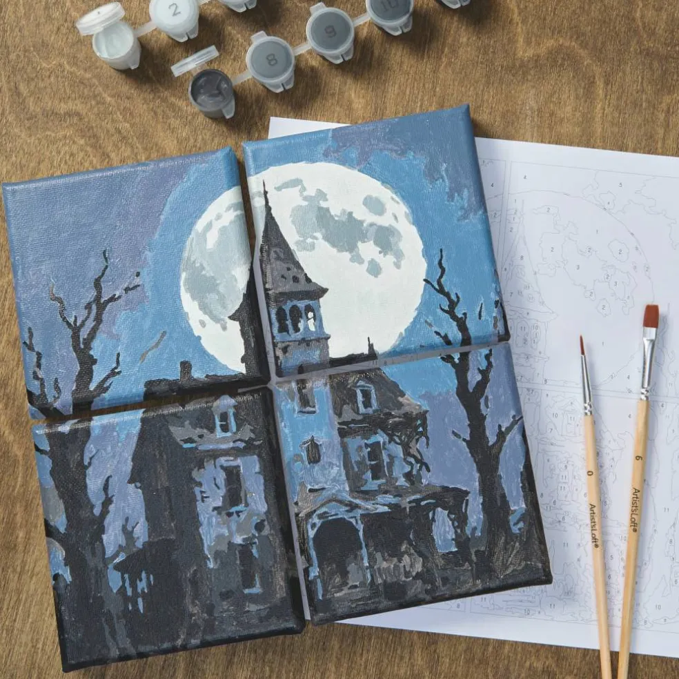 Haunted House with Moon Paint-by-Number Gallery Mini Kit by Artist's Loft®