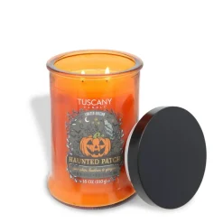Haunted Patch: Pumpkin, Leather & Ginger Scented Halloween Candle (18 oz)