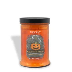 Haunted Patch: Pumpkin, Leather & Ginger Scented Halloween Candle (18 oz)