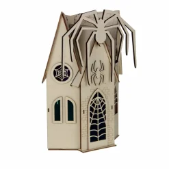 12" Haunted Spider Mansion DIY LED Wood Décor by Make Market®