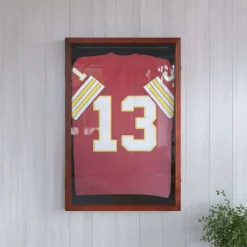 HBCY Creations Jersey Display Case - Solid Wood with UV Treated Acrylic Window - Anti-Theft Lock with 2 Keys - For All Types of Jerseys