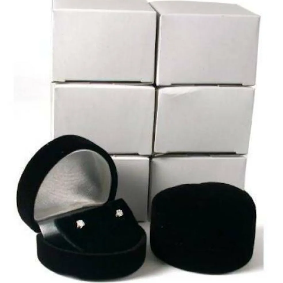Heart Earring Gift Box Black Flocked Showcase Display