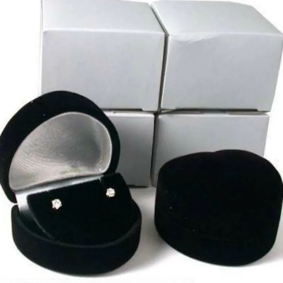 4 Heart Earring Gift Boxes Black Showcase Display