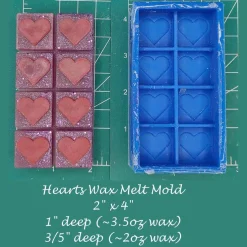 Hearts Wax Melt Snap Bar Silicone Mold