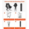 Heated Camping Chair, 3 Heat Settings, Large Padded Folding Rocker with Cupholder & Pocket
