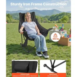 Heated Camping Chair, 3 Heat Settings, Large Padded Folding Rocker with Cupholder & Pocket