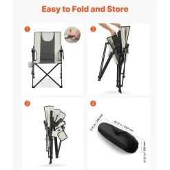 Heated Camping Chair, 3 Heat Settings, Folding High Back Chair with Armrest & Cupholder