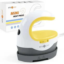Heat Press Mini Heat Press Machine, Small Heat Press Portable Iron Press Machine for T Shirts, Hats, Heating Transfer Projects (Yellow)